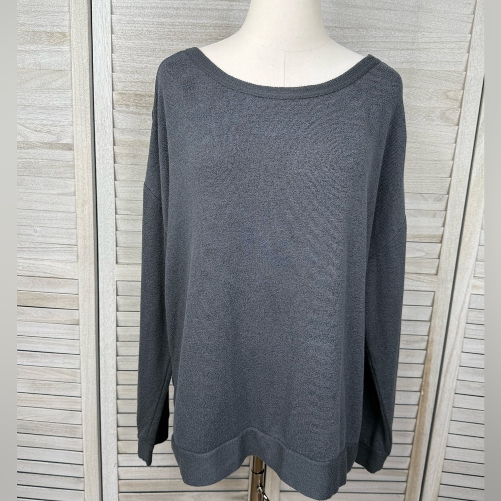 BILLABONG Women's Let Go Open Back Long Sleeve Knit Top Charcoal Gray-XL